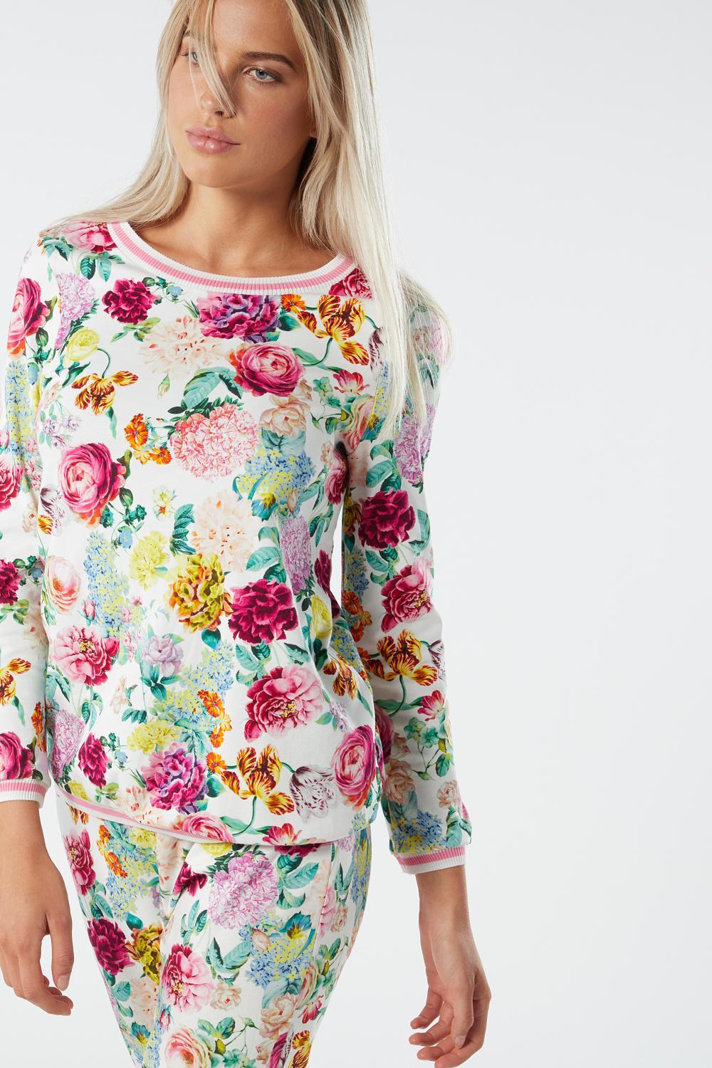 Multicolor Flower Print Cotton Pajama Set - Intimissimi